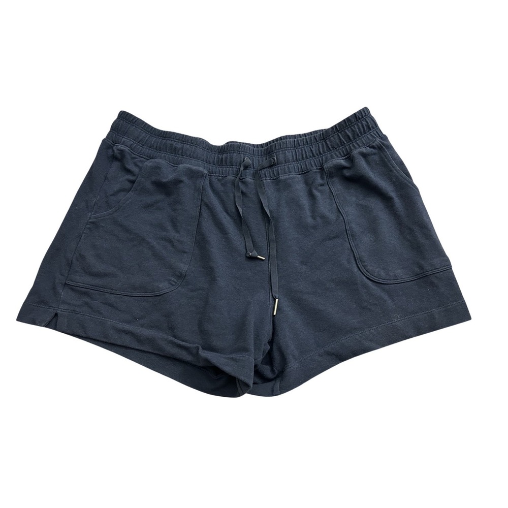 Vintage French Terry Shorts Women Large Blue Cove Excellent Drawstring